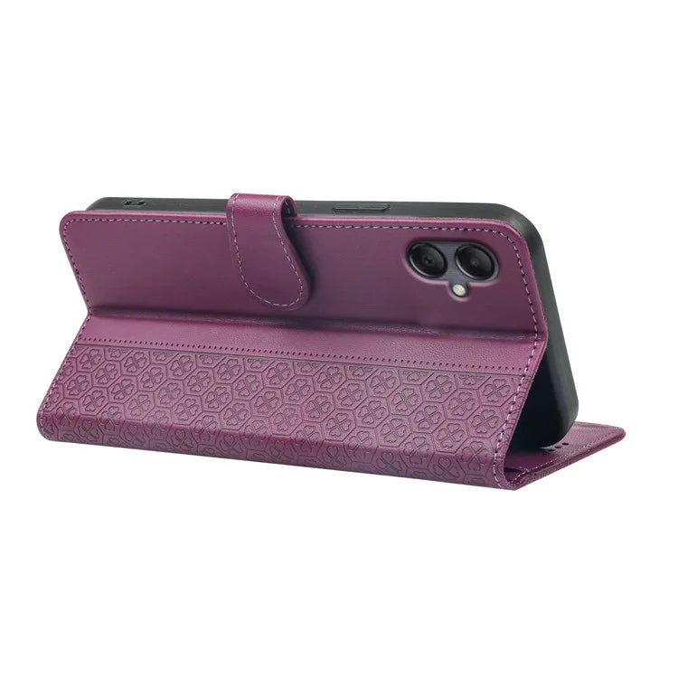 For Samsung Galaxy A06 Case Magnetic Clasp Four-Leaf Clover Leather Phone Cover