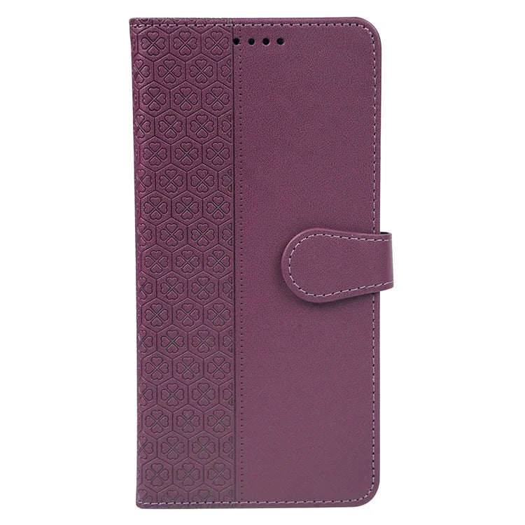For Samsung Galaxy A06 Case Magnetic Clasp Four-Leaf Clover Leather Phone Cover
