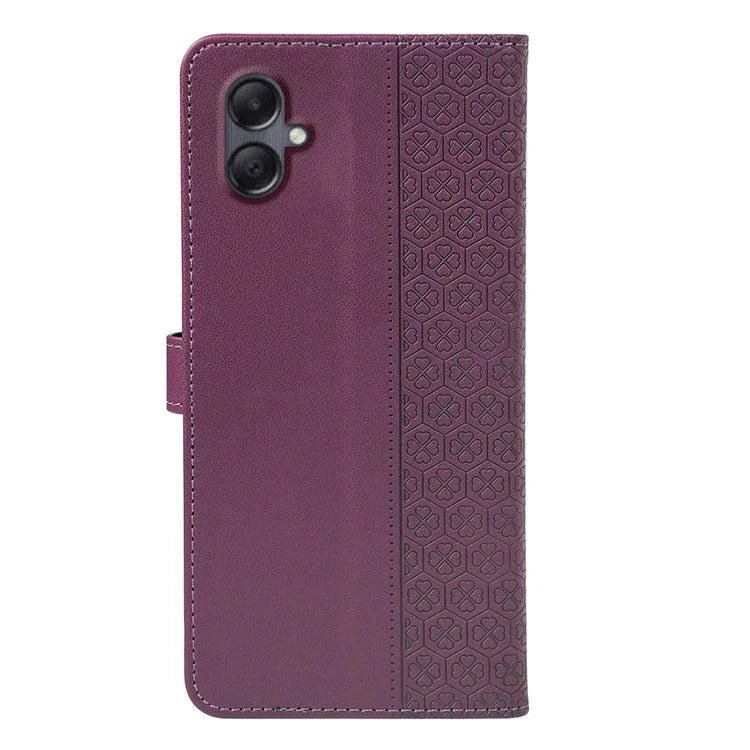 For Samsung Galaxy A06 Case Magnetic Clasp Four-Leaf Clover Leather Phone Cover