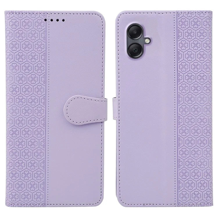For Samsung Galaxy A06 Case Magnetic Clasp Four-Leaf Clover Leather Phone Cover