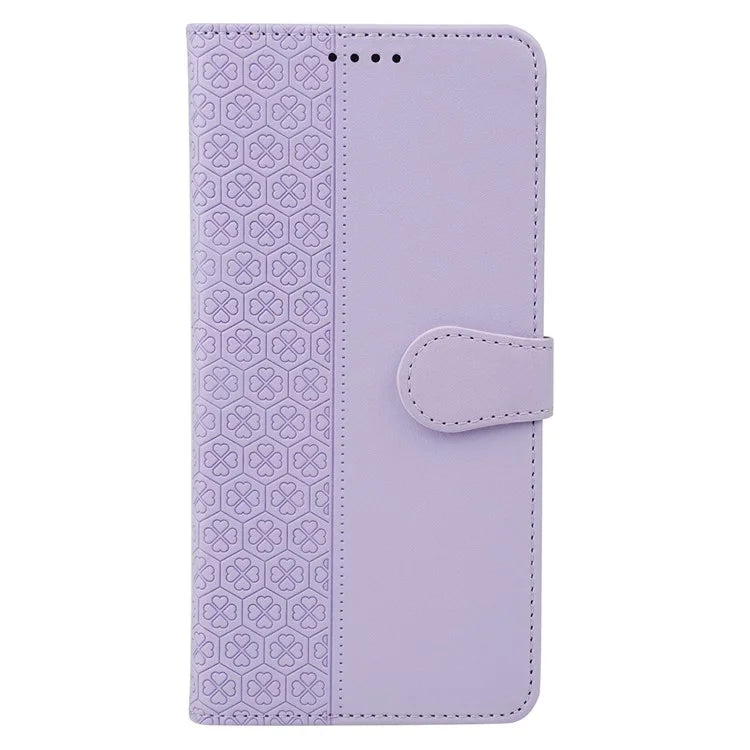 For Samsung Galaxy A06 Case Magnetic Clasp Four-Leaf Clover Leather Phone Cover