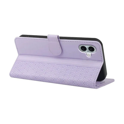 For iPhone 16 Case Magnetic Clasp Four-Leaf Clover Leather Phone Cover