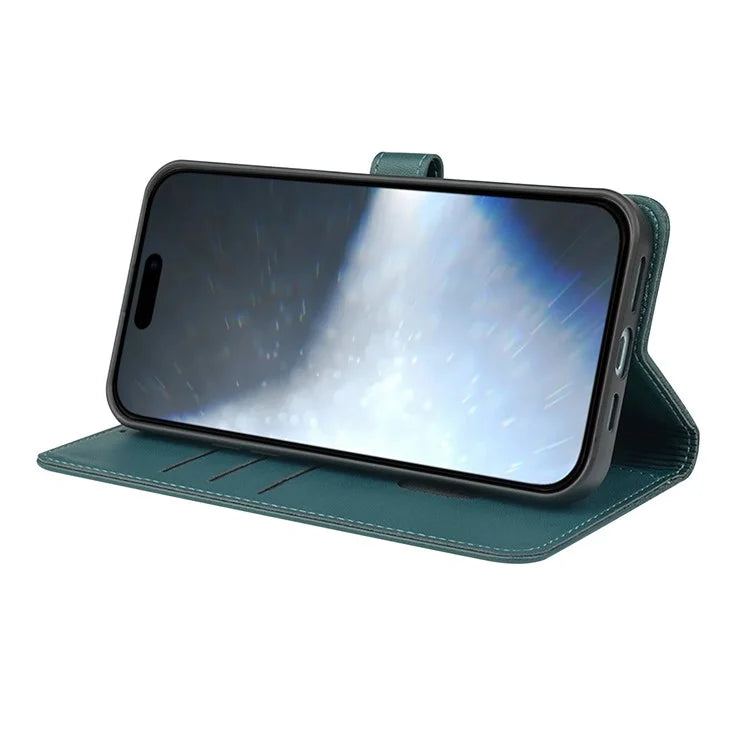 For iPhone 16 Plus Case Magnetic Clasp Four-Leaf Clover Leather Phone Cover