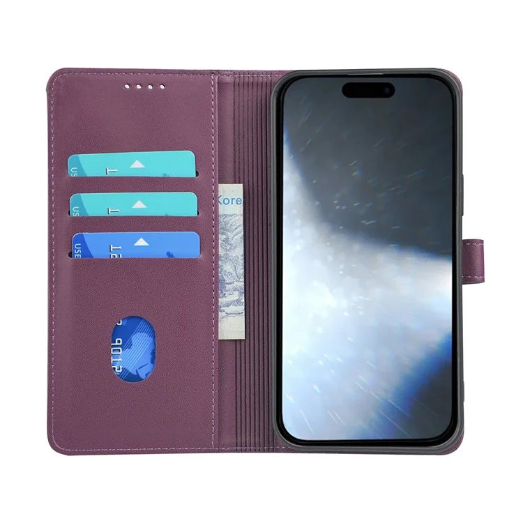 For iPhone 16 Plus Case Magnetic Clasp Four-Leaf Clover Leather Phone Cover