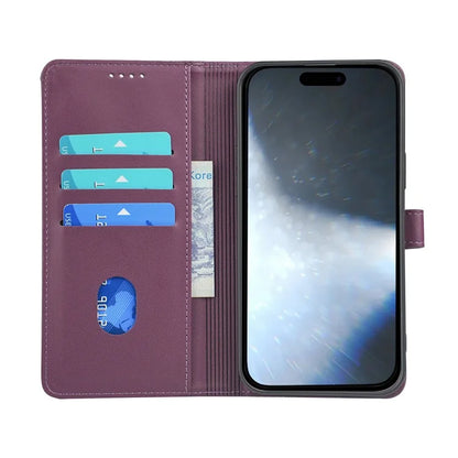 For iPhone 16 Plus Case Magnetic Clasp Four-Leaf Clover Leather Phone Cover