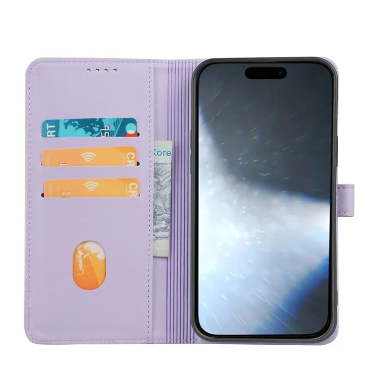 For iPhone 16 Plus Case Magnetic Clasp Four-Leaf Clover Leather Phone Cover