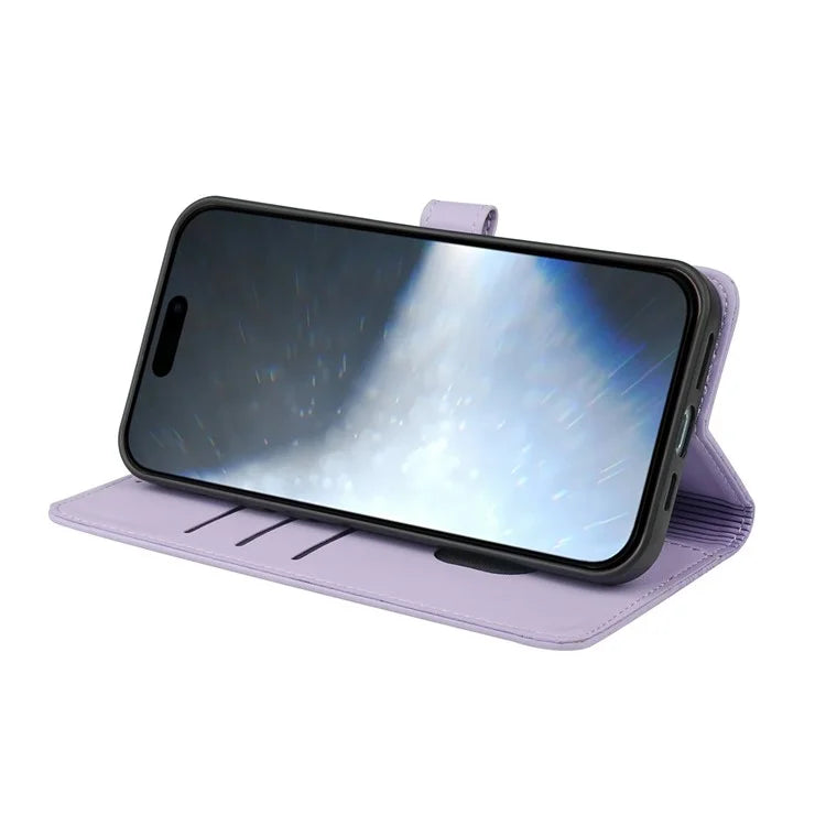 For iPhone 16 Plus Case Magnetic Clasp Four-Leaf Clover Leather Phone Cover