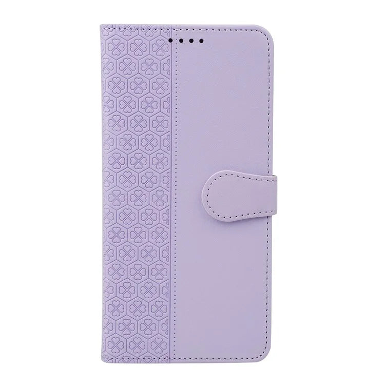 For iPhone 16 Plus Case Magnetic Clasp Four-Leaf Clover Leather Phone Cover