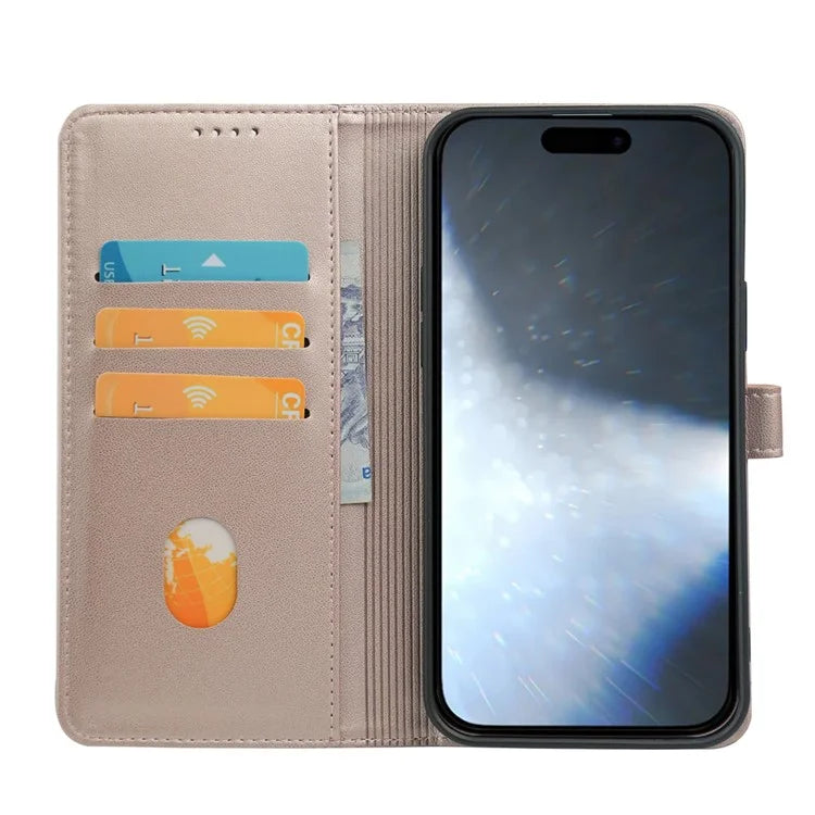 For iPhone 16 Pro Case Magnetic Clasp Four-Leaf Clover Leather Phone Cover