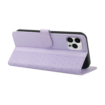 For iPhone 16 Pro Case Magnetic Clasp Four-Leaf Clover Leather Phone Cover