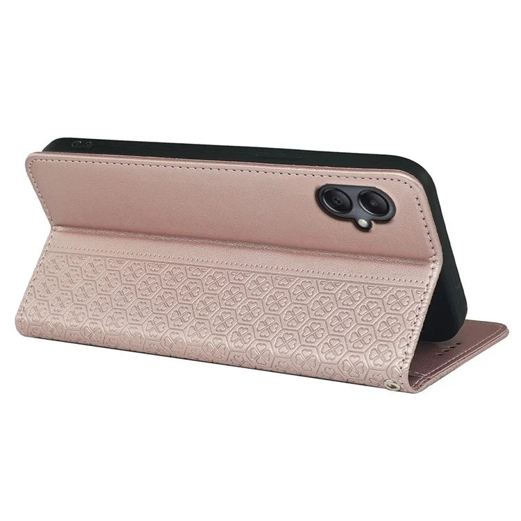 For Samsung Galaxy A06 Case Four-Leaf Clover Leather Flip Phone Cover Stand Wallet