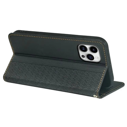 For iPhone 16 Pro Case Four-Leaf Clover Leather Flip Phone Cover Stand Wallet