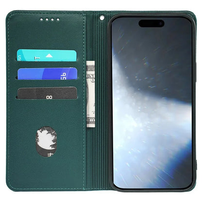 For iPhone 16 Pro Case Four-Leaf Clover Leather Flip Phone Cover Stand Wallet