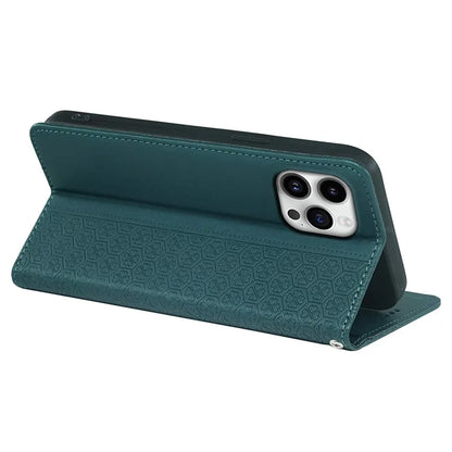 For iPhone 16 Pro Case Four-Leaf Clover Leather Flip Phone Cover Stand Wallet
