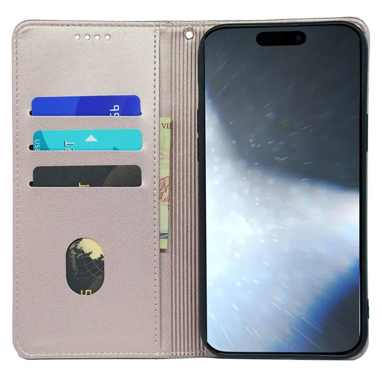 For iPhone 16 Pro Case Four-Leaf Clover Leather Flip Phone Cover Stand Wallet