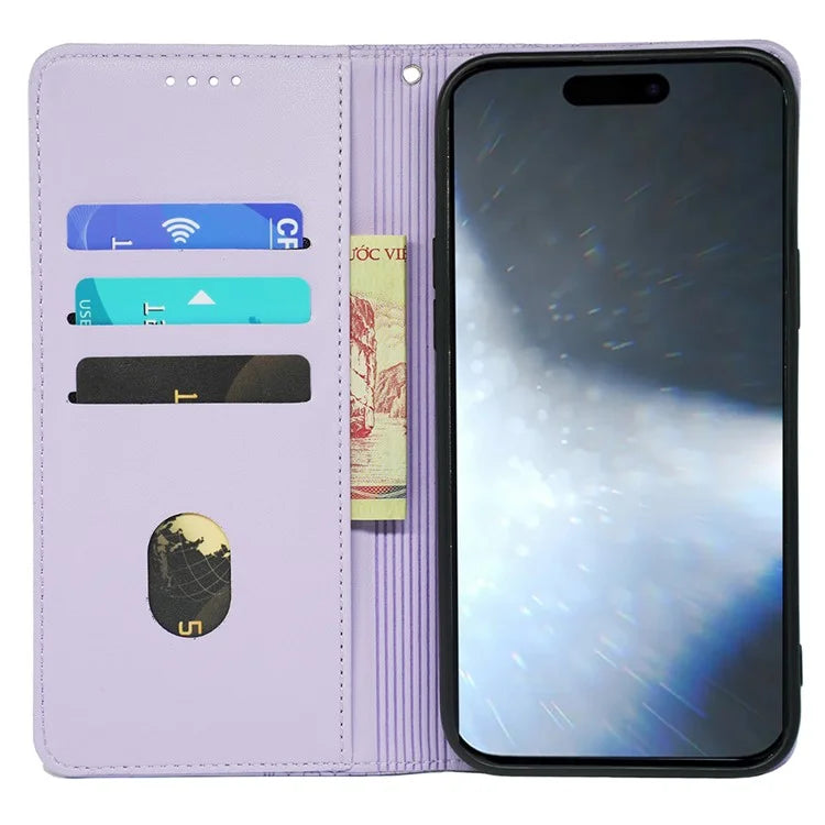 For iPhone 16 Pro Case Four-Leaf Clover Leather Flip Phone Cover Stand Wallet