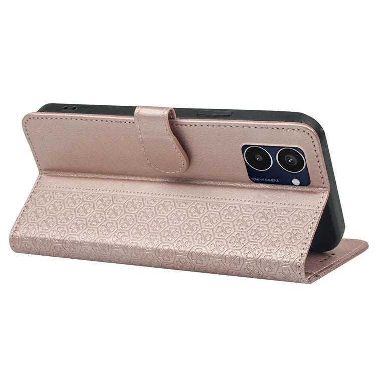 For HMD Pulse Pro  /  Pulse+  /  Pulse Case Magnetic Clasp Four-Leaf Clover Leather Phone Cover