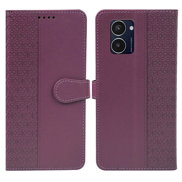 For HMD Pulse Pro  /  Pulse+  /  Pulse Case Magnetic Clasp Four-Leaf Clover Leather Phone Cover