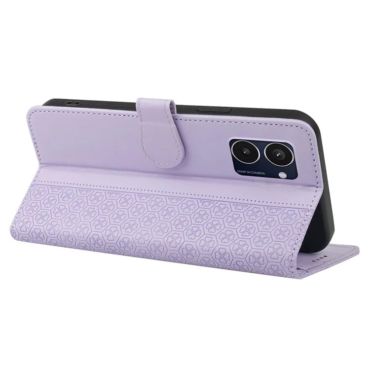 For HMD Pulse Pro  /  Pulse+  /  Pulse Case Magnetic Clasp Four-Leaf Clover Leather Phone Cover
