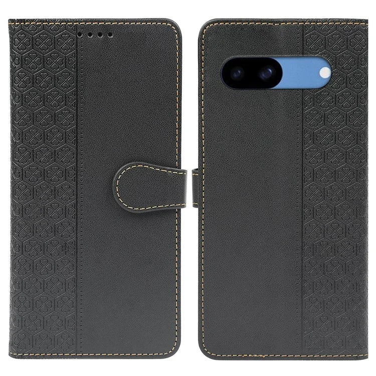 For Google Pixel 8a Case Magnetic Clasp Four-Leaf Clover Leather Phone Cover