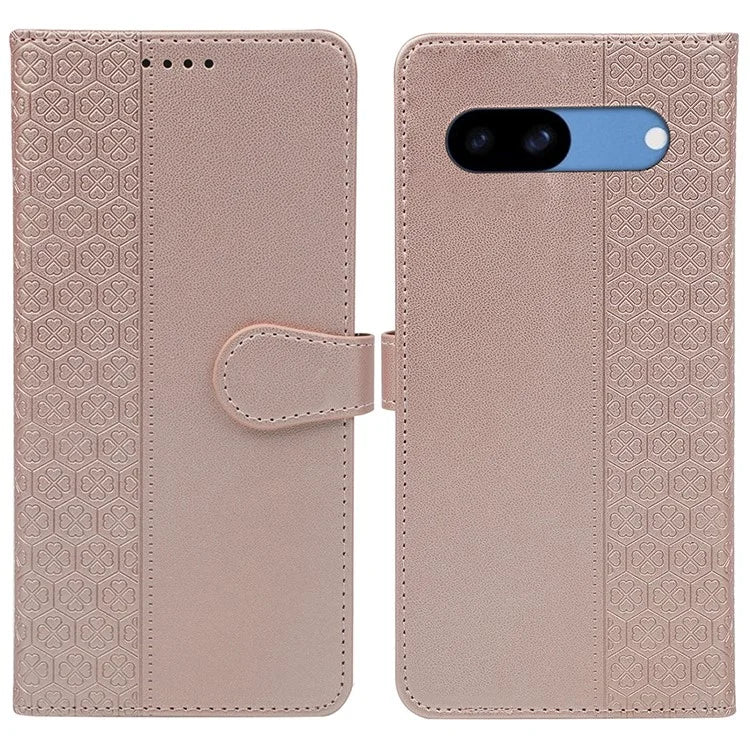 For Google Pixel 8a Case Magnetic Clasp Four-Leaf Clover Leather Phone Cover