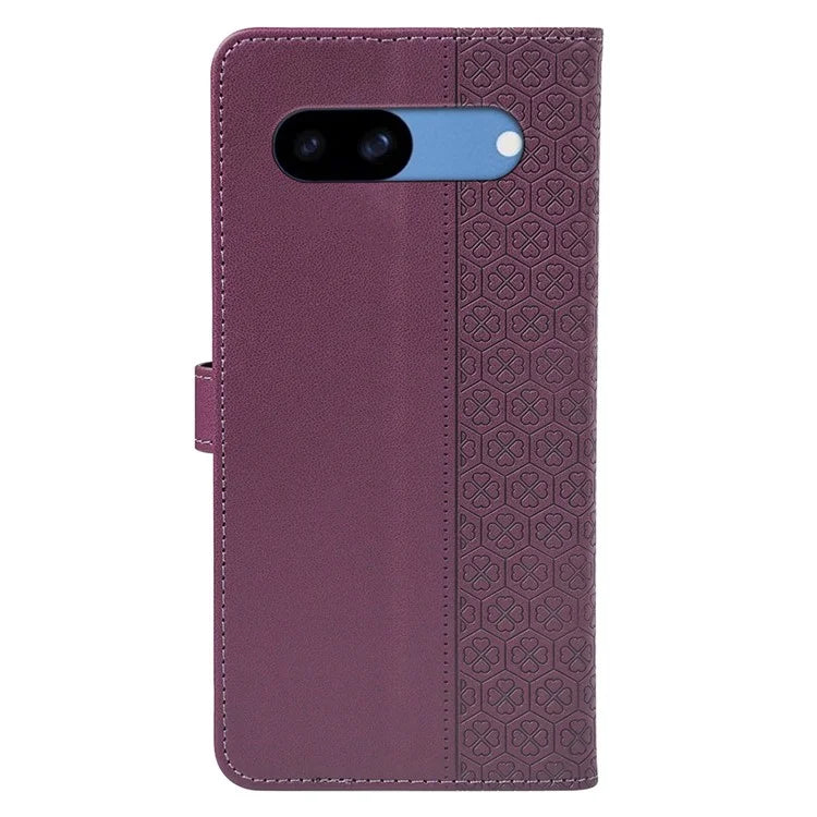 For Google Pixel 8a Case Magnetic Clasp Four-Leaf Clover Leather Phone Cover