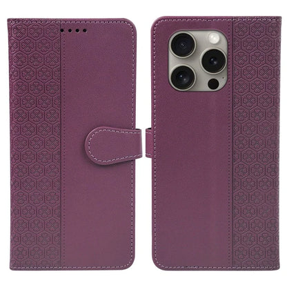 For iPhone 15 Pro Case Magnetic Clasp Four-Leaf Clover Leather Phone Cover