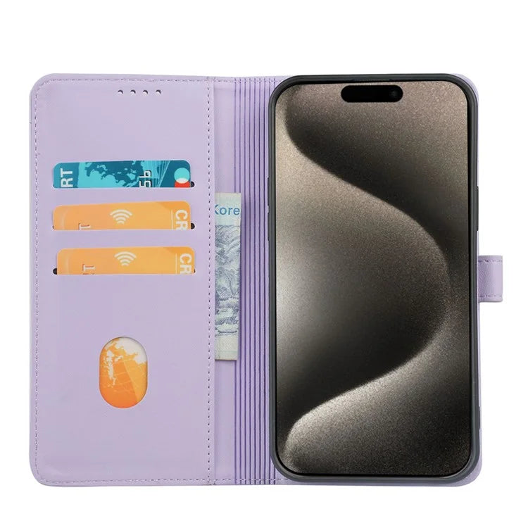 For iPhone 15 Pro Max Case Magnetic Clasp Four-Leaf Clover Leather Phone Cover
