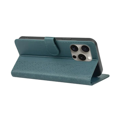 For iPhone 14 Pro Max Case Magnetic Clasp Four-Leaf Clover Leather Phone Cover