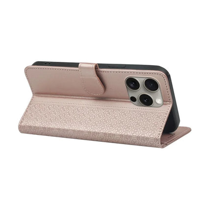 For iPhone 14 Pro Max Case Magnetic Clasp Four-Leaf Clover Leather Phone Cover