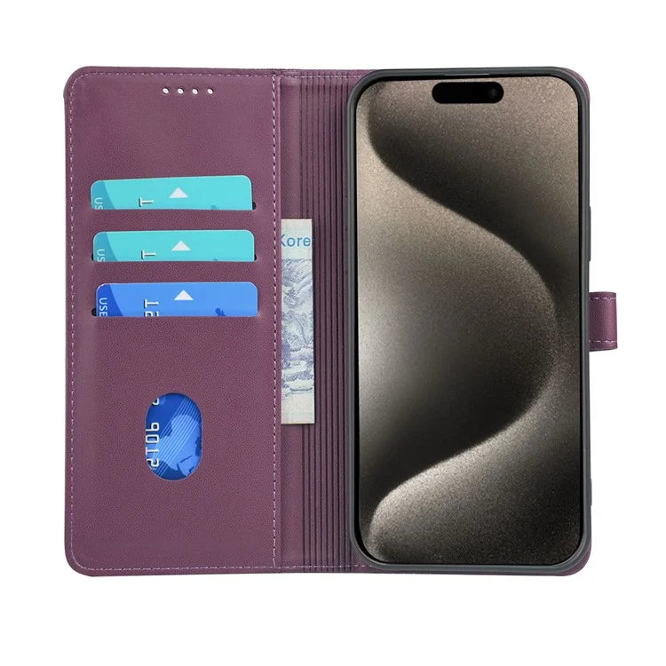 For iPhone 14 Pro Max Case Magnetic Clasp Four-Leaf Clover Leather Phone Cover