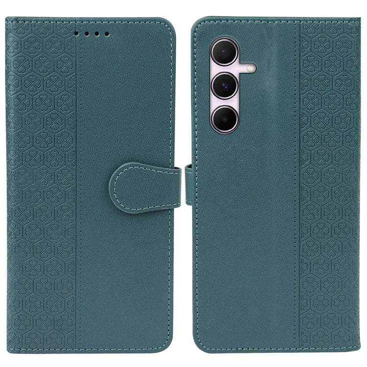 For Samsung Galaxy S24+ Case Magnetic Clasp Four-Leaf Clover Leather Phone Cover