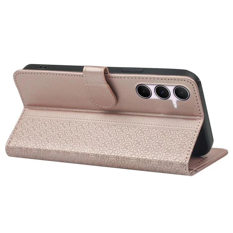 For Samsung Galaxy A05s 4G Case Magnetic Clasp Four-Leaf Clover Leather Phone Cover