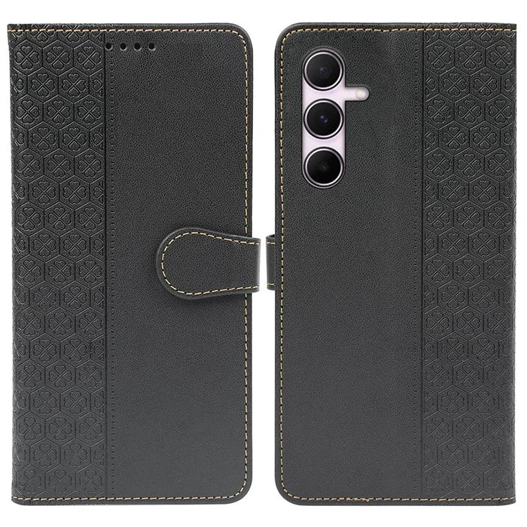 For Samsung Galaxy A55 5G Case Magnetic Clasp Four-Leaf Clover Leather Phone Cover