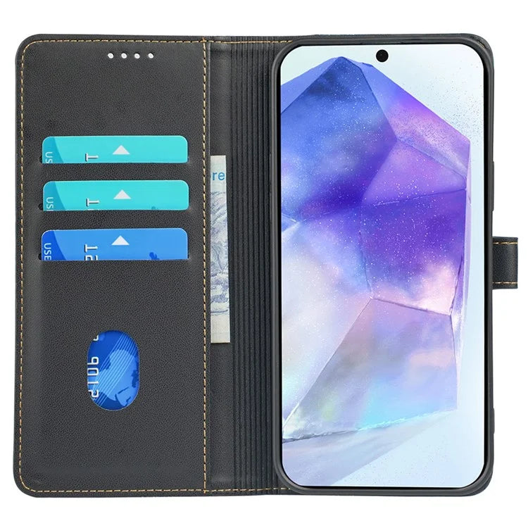 For Samsung Galaxy A55 5G Case Magnetic Clasp Four-Leaf Clover Leather Phone Cover