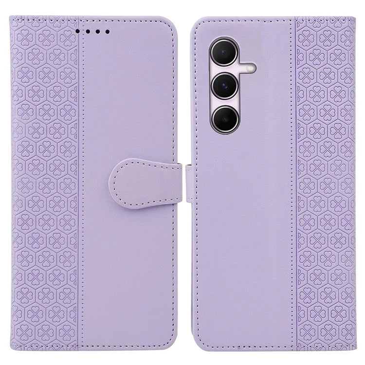 For Samsung Galaxy A55 5G Case Magnetic Clasp Four-Leaf Clover Leather Phone Cover