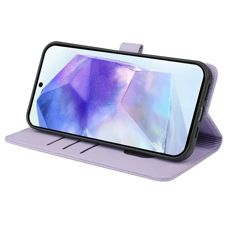 For Samsung Galaxy A55 5G Case Magnetic Clasp Four-Leaf Clover Leather Phone Cover