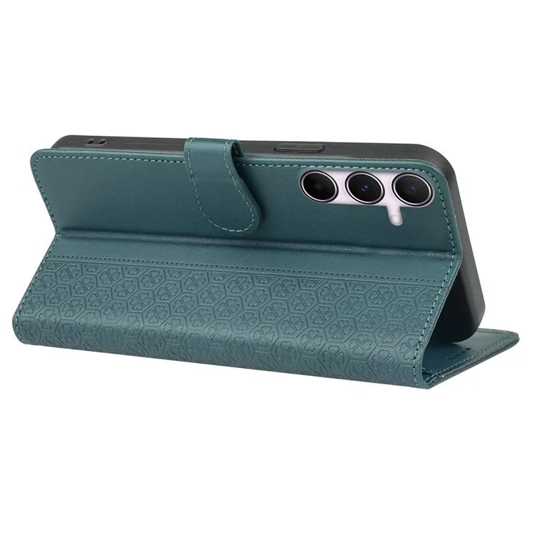 For Samsung Galaxy A35 5G Case Magnetic Clasp Four-Leaf Clover Leather Phone Cover