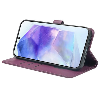 For Samsung Galaxy A35 5G Case Magnetic Clasp Four-Leaf Clover Leather Phone Cover