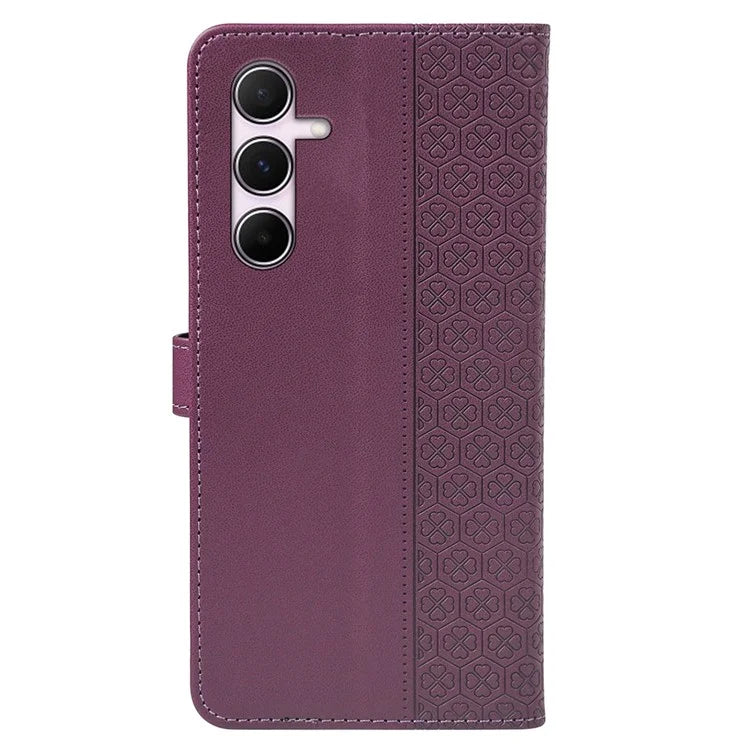 For Samsung Galaxy A35 5G Case Magnetic Clasp Four-Leaf Clover Leather Phone Cover