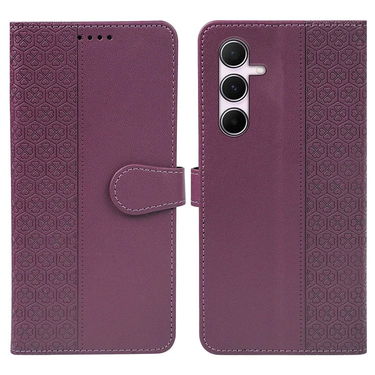 For Samsung Galaxy A25 5G (Global) (161.0 X 76.5 X 8.3mm) Case Magnetic Clasp Four-Leaf Clover Leather Phone Cover