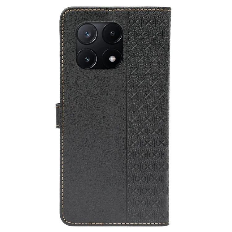 For Xiaomi Poco X6 Pro 5G  /  Redmi K70E 5G Case Magnetic Clasp Four-Leaf Clover Leather Phone Cover