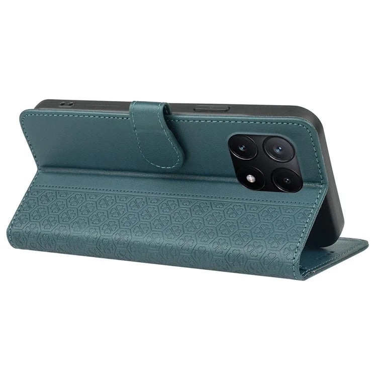 For Xiaomi Poco X6 Pro 5G  /  Redmi K70E 5G Case Magnetic Clasp Four-Leaf Clover Leather Phone Cover