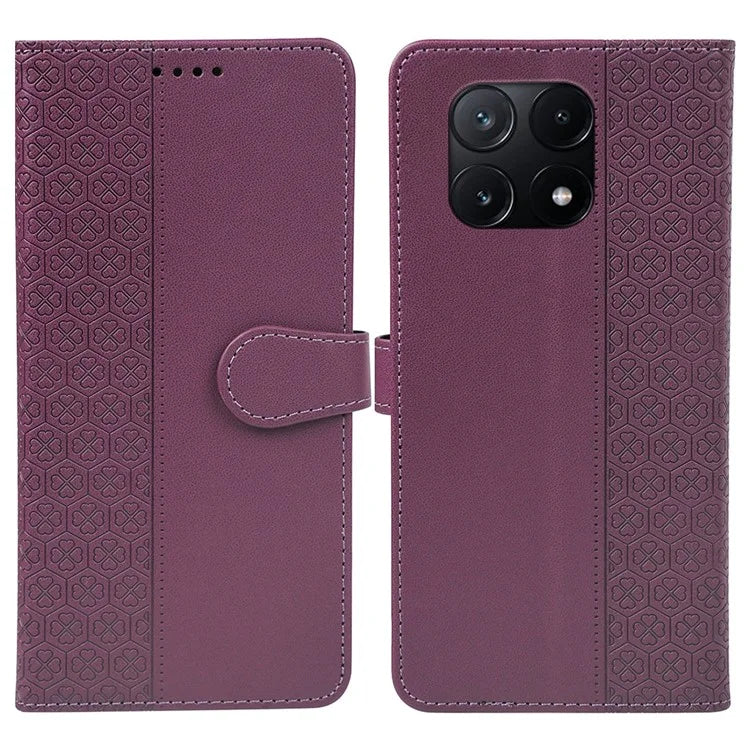 For Xiaomi Poco X6 Pro 5G  /  Redmi K70E 5G Case Magnetic Clasp Four-Leaf Clover Leather Phone Cover