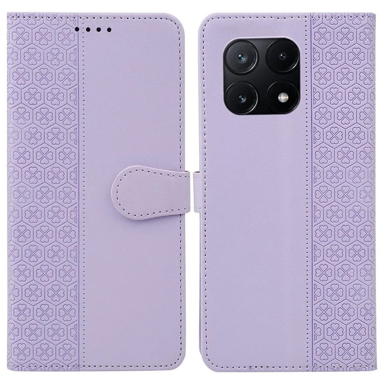 For Xiaomi Poco X6 Pro 5G  /  Redmi K70E 5G Case Magnetic Clasp Four-Leaf Clover Leather Phone Cover