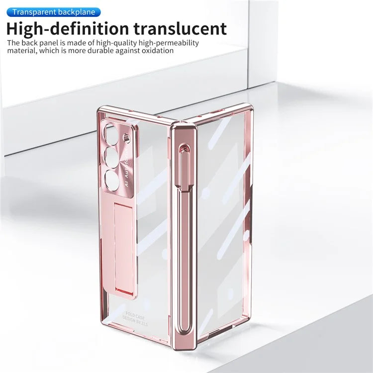 For Samsung Galaxy Z Fold6 5G Case Kickstand Dual Hinge PC Phone Cover with Screen Film and Stylus