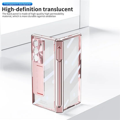 For Samsung Galaxy Z Fold6 5G Case Kickstand Dual Hinge PC Phone Cover with Screen Film and Stylus