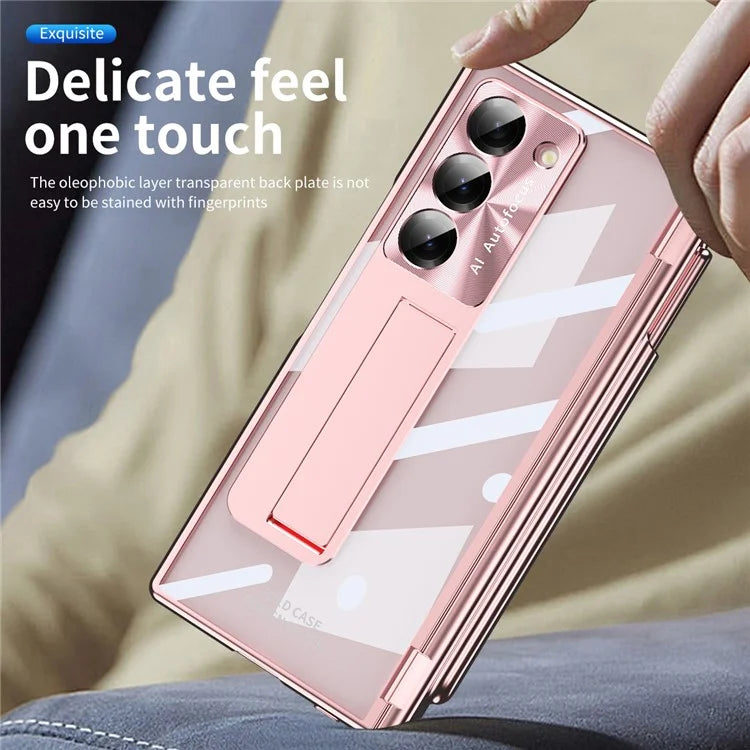 For Samsung Galaxy Z Fold6 5G Case Kickstand Dual Hinge PC Phone Cover with Screen Film and Stylus