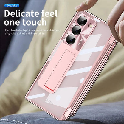 For Samsung Galaxy Z Fold6 5G Case Kickstand Dual Hinge PC Phone Cover with Screen Film and Stylus