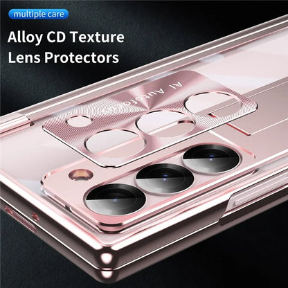 For Samsung Galaxy Z Fold6 5G Case Kickstand Dual Hinge PC Phone Cover with Screen Film and Stylus